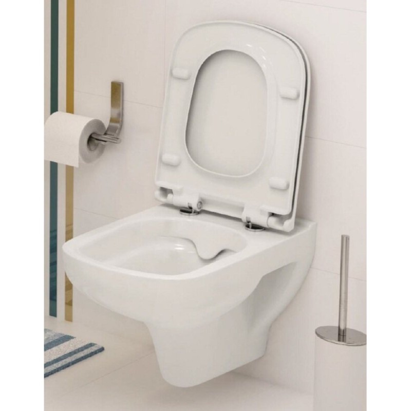 Подвесной унитаз Cersanit Colour S-MZ-COLOUR-COn-DL-w Clean On, 52 х 36 см, с крышкой-сиденьем lifting, easy off