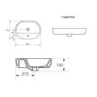 Раковина Cersanit Caspia oval S-UM-CAS60/1-O-w, 60 x 42 x 15 см