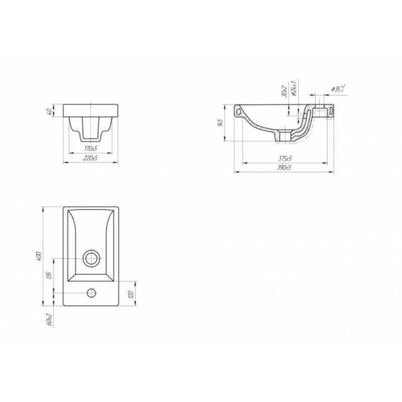 Раковина Cersanit Moduo, 40 S-UM-MOD40/1, 40 x 22 см, цвет белый