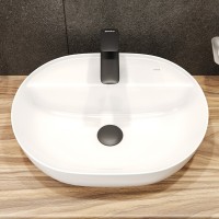BOND S01-500 Раковина накладная овальная 50*39*13,5см белая с отверстием под смеситель