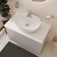 BOND S01-500 Раковина накладная овальная 50*39*13,5см белая с отверстием под смеситель