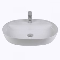 BOND S01-600 Раковина накладная овальная 60*40*13,5см белая с отверстием под смеситель