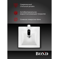 BOND S06-410 Раковина встраиваемая квадратная 41*41*18см белая с переливом