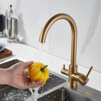 Смеситель для кухонной мойки Shevanik S128G, с подключением к фильтру, цвет золотой сатин