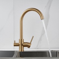 Смеситель для кухонной мойки Shevanik S128G, с подключением к фильтру, цвет золотой сатин