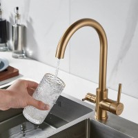 Смеситель для кухонной мойки Shevanik S128G, с подключением к фильтру, цвет золотой сатин