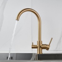 Смеситель для кухонной мойки Shevanik S128G, с подключением к фильтру, цвет золотой сатин
