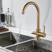 Смеситель для кухонной мойки Shevanik S128G, с подключением к фильтру, цвет золотой сатин