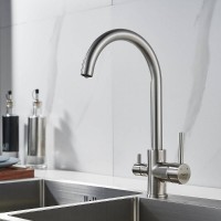 Смеситель для кухонной мойки Shevanik S128L, с подключением к фильтру, цвет сатин