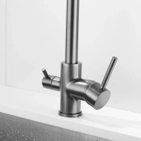 Смеситель для кухонной мойки Shevanik S128T, с подключением к фильтру, вороненая сталь, gunmetal