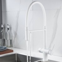 Смеситель для кухонной мойки Shevanik S178C, с гибким изливом, с подключением к фильтру, цвет белый матовый