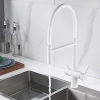 Смеситель для кухонной мойки Shevanik S178C, с гибким изливом, с подключением к фильтру, цвет белый матовый