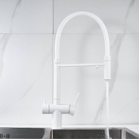 Смеситель для кухонной мойки Shevanik S178C, с гибким изливом, с подключением к фильтру, цвет белый матовый