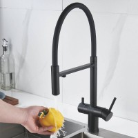 Смеситель для кухонной мойки Shevanik S178H, с гибким изливом, с подключением к фильтру, цвет черный матовый