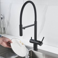 Смеситель для кухонной мойки Shevanik S178H, с гибким изливом, с подключением к фильтру, цвет черный матовый