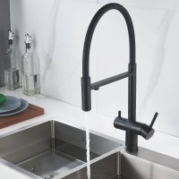 Смеситель для кухонной мойки Shevanik S178H, с гибким изливом, с подключением к фильтру, цвет черный матовый