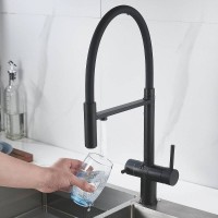 Смеситель для кухонной мойки Shevanik S178H, с гибким изливом, с подключением к фильтру, цвет черный матовый