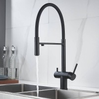 Смеситель для кухонной мойки Shevanik S178H, с гибким изливом, с подключением к фильтру, цвет черный матовый