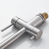Смеситель для кухонной мойки Shevanik S178L, с гибким изливом, с подключением к фильтру, цвет сатин/серый