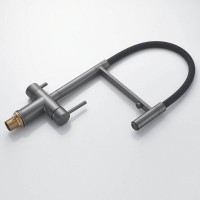 Смеситель для кухонной мойки Shevanik S178T, с гибким изливом, с подключением к фильтру, цвет вороненая сталь, gunmetal/черный