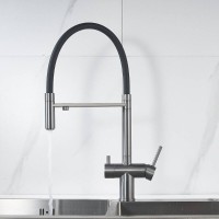 Смеситель для кухонной мойки Shevanik S178T, с гибким изливом, с подключением к фильтру, цвет вороненая сталь, gunmetal/черный