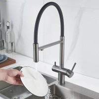 Смеситель для кухонной мойки Shevanik S178T, с гибким изливом, с подключением к фильтру, цвет вороненая сталь, gunmetal/черный