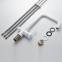 Смеситель для кухонной мойки Shevanik S228C, с подключением к фильтру, цвет белый матовый