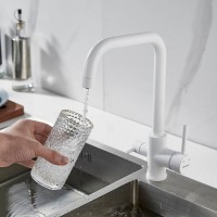 Смеситель для кухонной мойки Shevanik S228C, с подключением к фильтру, цвет белый матовый