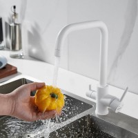 Смеситель для кухонной мойки Shevanik S228C, с подключением к фильтру, цвет белый матовый