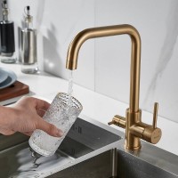 Смеситель для кухонной мойки Shevanik S228G, с подключением к фильтру, цвет золотой сатин