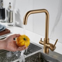 Смеситель для кухонной мойки Shevanik S228G, с подключением к фильтру, цвет золотой сатин