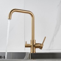 Смеситель для кухонной мойки Shevanik S228G, с подключением к фильтру, цвет золотой сатин