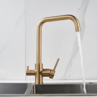 Смеситель для кухонной мойки Shevanik S228G, с подключением к фильтру, цвет золотой сатин