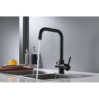 Смеситель для кухонной мойки Shevanik S228H, с подключением к фильтру, цвет черный матовый