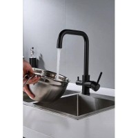 Смеситель для кухонной мойки Shevanik S228H, с подключением к фильтру, цвет черный матовый