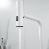 Смеситель для кухонной мойки Shevanik S263C, с выдвижным изливом, цвет белый матовый