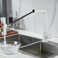 Смеситель для кухонной мойки Shevanik S263C, с выдвижным изливом, цвет белый матовый