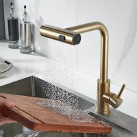 Смеситель для кухонной мойки Shevanik S263G, с выдвижным изливом, цвет золотой сатин