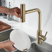 Смеситель для кухонной мойки Shevanik S263G, с выдвижным изливом, цвет золотой сатин
