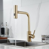 Смеситель для кухонной мойки Shevanik S263G, с выдвижным изливом, цвет золотой сатин