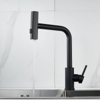 Смеситель для кухонной мойки Shevanik S263H, с выдвижным изливом, цвет черный матовый