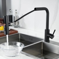 Смеситель для кухонной мойки Shevanik S263H, с выдвижным изливом, цвет черный матовый