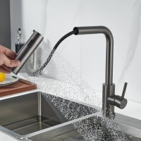 Смеситель для кухонной мойки Shevanik S263T, с выдвижным изливом, вороненая сталь, gunmetal