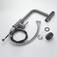 Смеситель для кухонной мойки Shevanik S263T, с выдвижным изливом, вороненая сталь, gunmetal