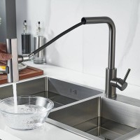 Смеситель для кухонной мойки Shevanik S263T, с выдвижным изливом, вороненая сталь, gunmetal