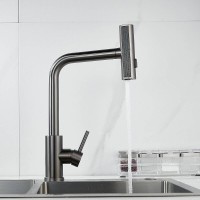 Смеситель для кухонной мойки Shevanik S263T, с выдвижным изливом, вороненая сталь, gunmetal
