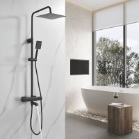 Душевая система Shevanik S3096H, термостатическая, цвет черный матовый