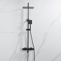 Душевая система Shevanik S3096H, термостатическая, цвет черный матовый