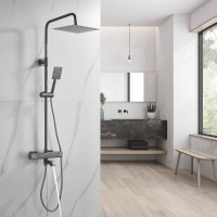 Душевая система Shevanik S3096T, термостатическая, вороненая сталь, gunmetal