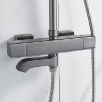 Душевая система Shevanik S3096T, термостатическая, вороненая сталь, gunmetal
